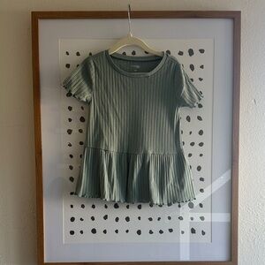 Stylish Ribbed Short Sleeve Peplum Top